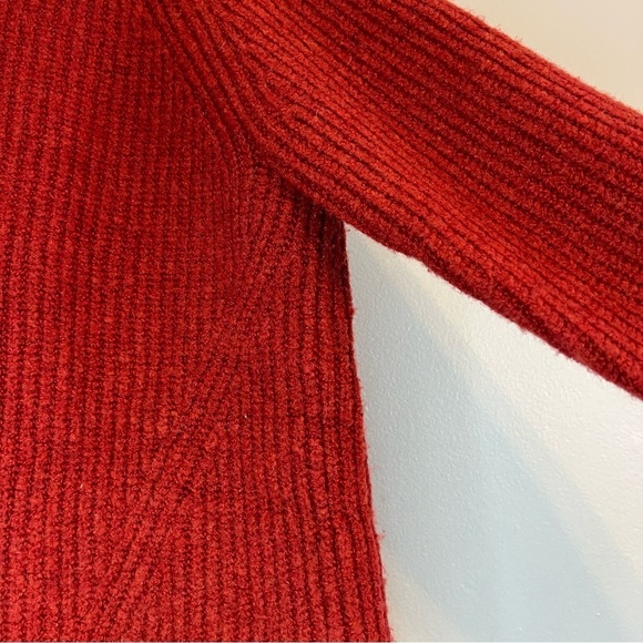 Madewell Womens Rust Red Wool Blend Ribbed Chunky Knit Turtleneck Sweater Sz M - Picture 10 of 15